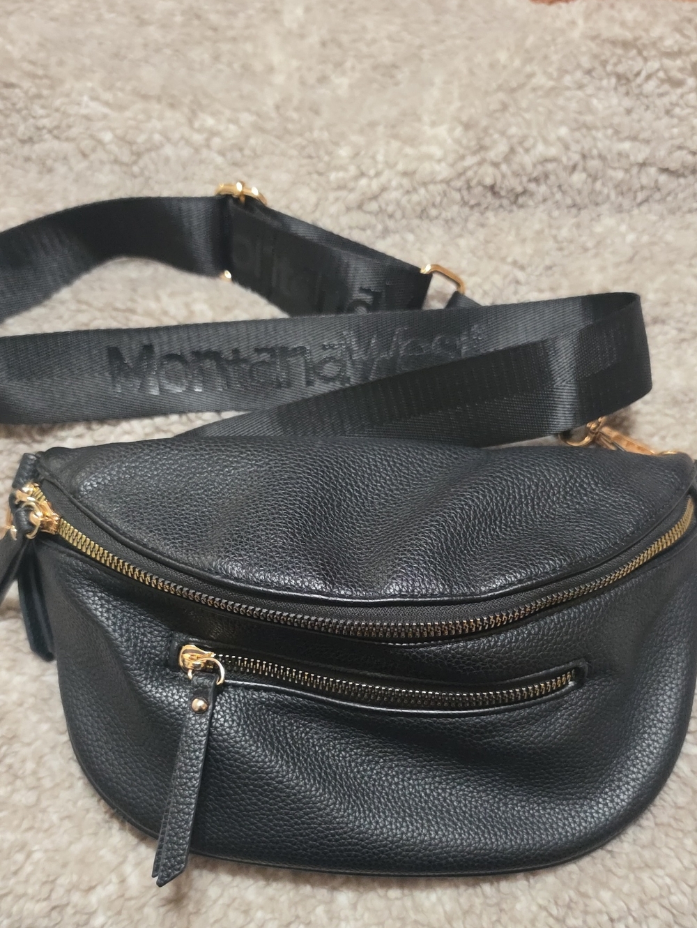 Montana West Black Crossbody Fanny Pack with Gold Hardware